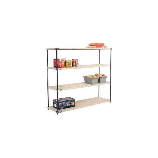Global Equipment Nexel , Nexelite reg , 4 Tier, Vented Plastic Mat Shelving Unit, 72"W x 21"D x 63"H PM21726N - main